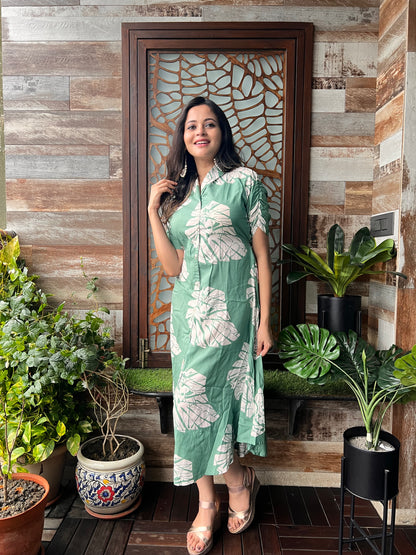 PARROT GREEN MIDI DRESS