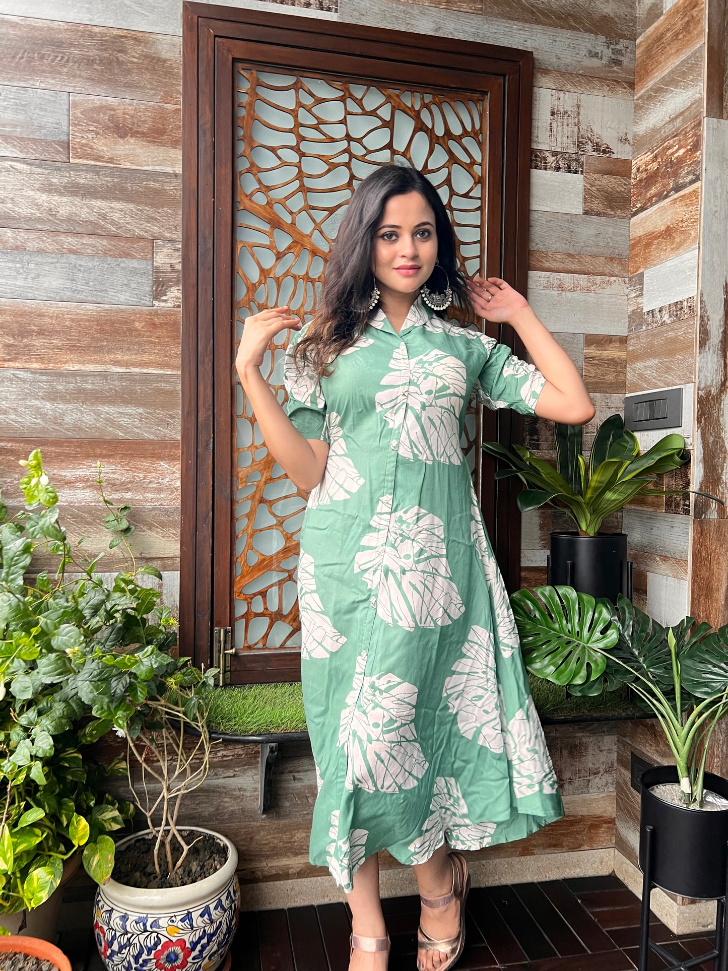 PARROT GREEN MIDI DRESS