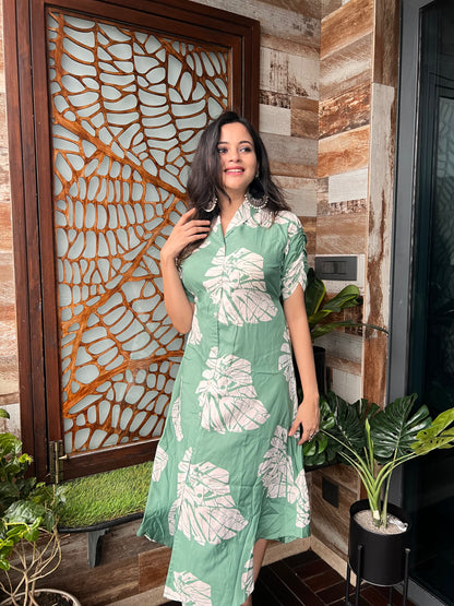 PARROT GREEN MIDI DRESS