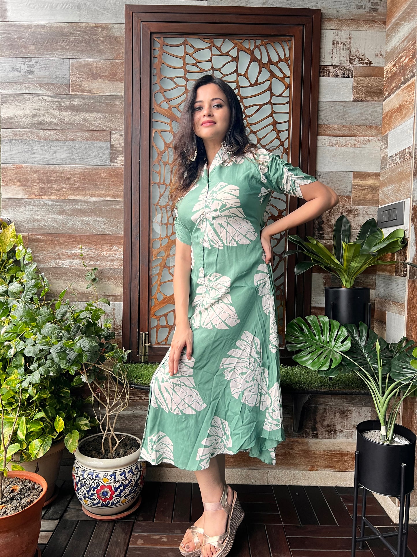 PARROT GREEN MIDI DRESS