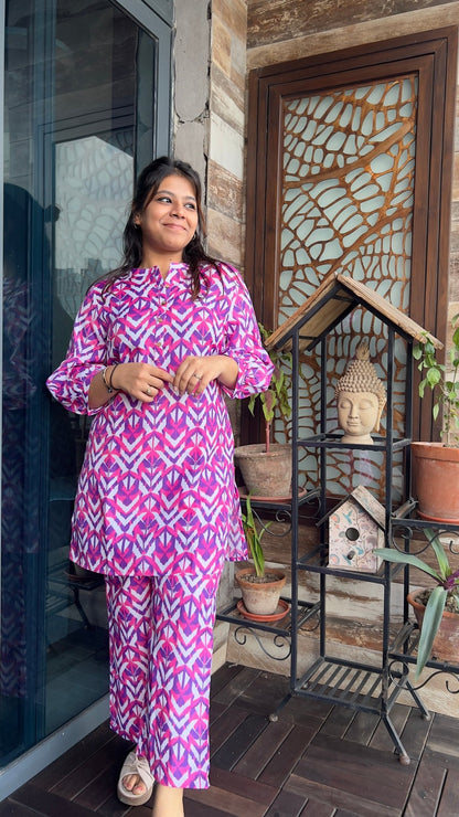 PINK COTTON PRINTED CO-ORD SET - House of Ansh