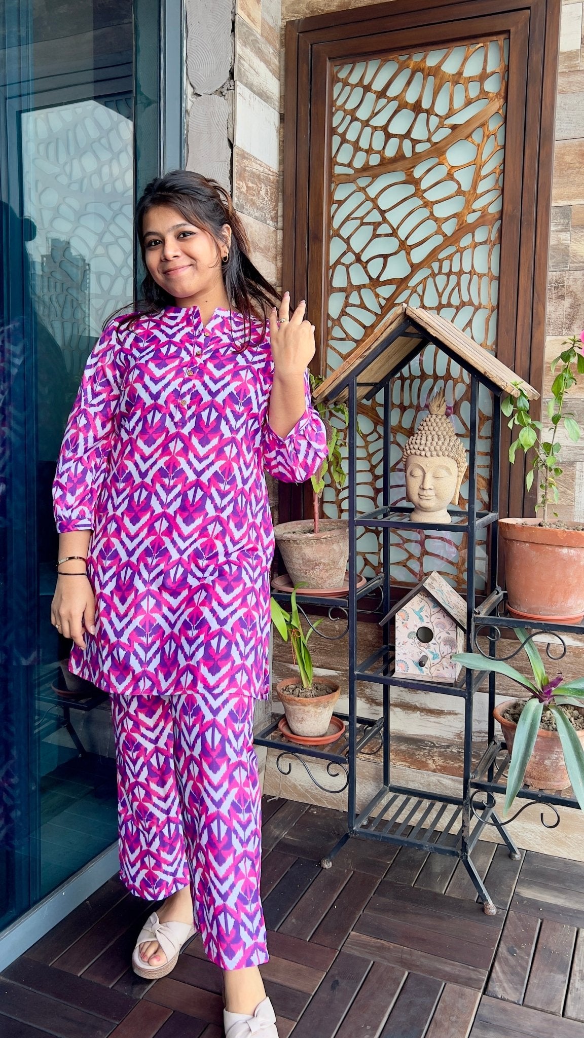 PINK COTTON PRINTED CO-ORD SET - House of Ansh